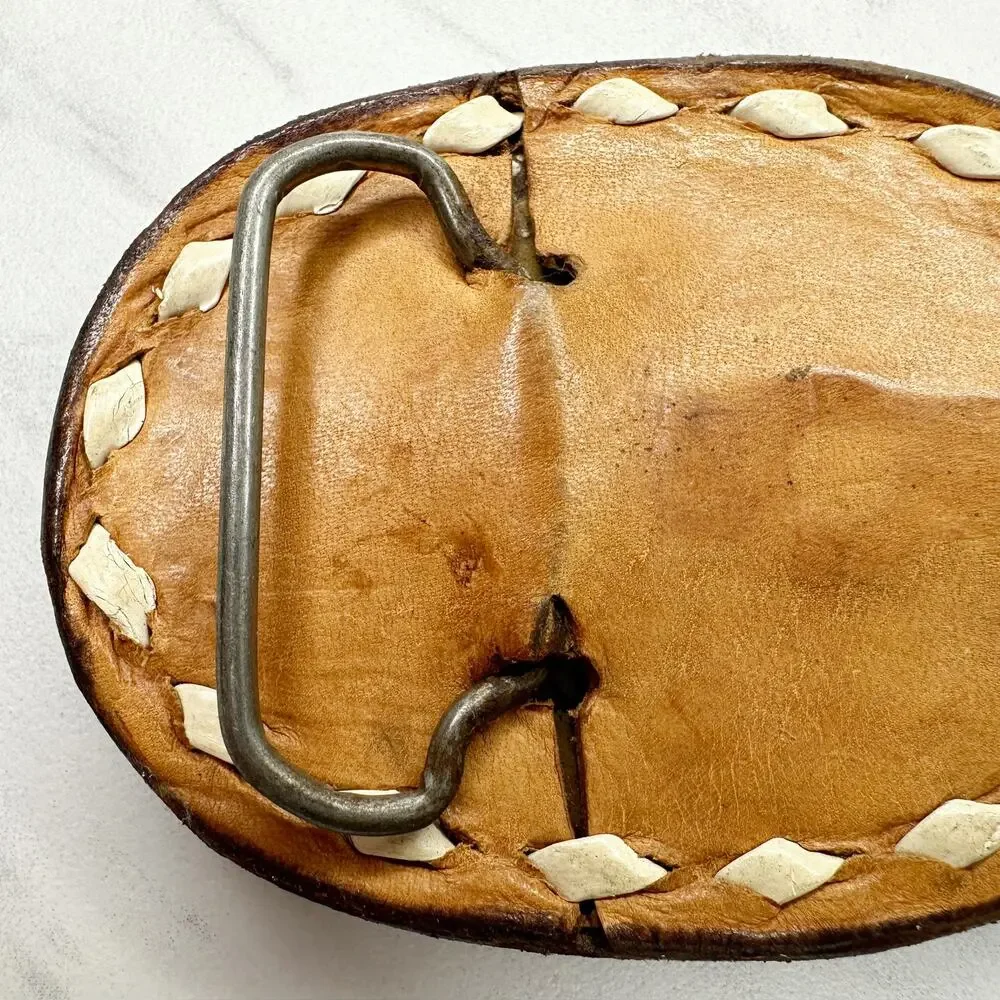 Vintage NAC Initials Custom Leather Western Belt Buckle ✨
